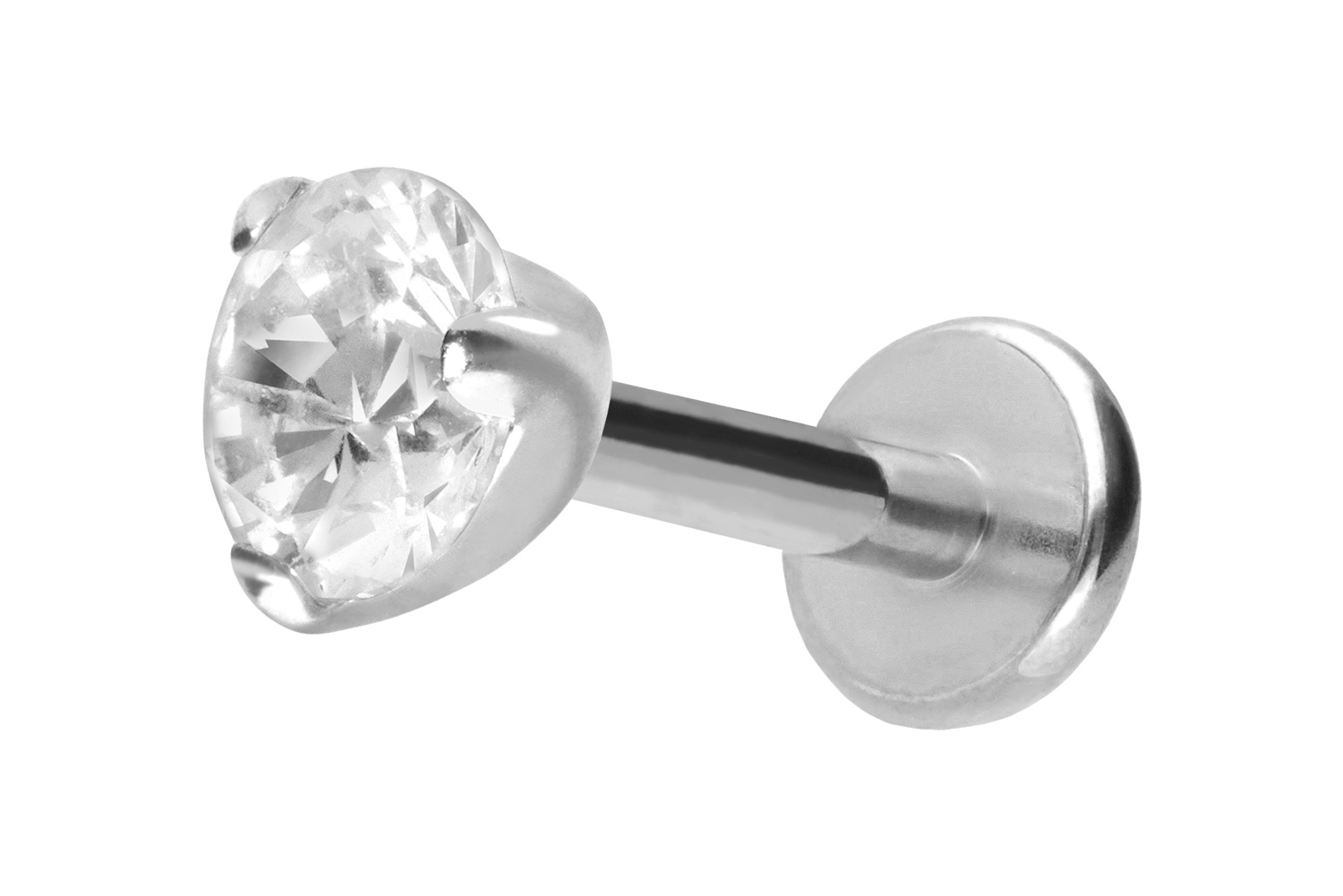 Titan Labret Piercing mit Innengewinde EINGEFASSTER KRISTALL